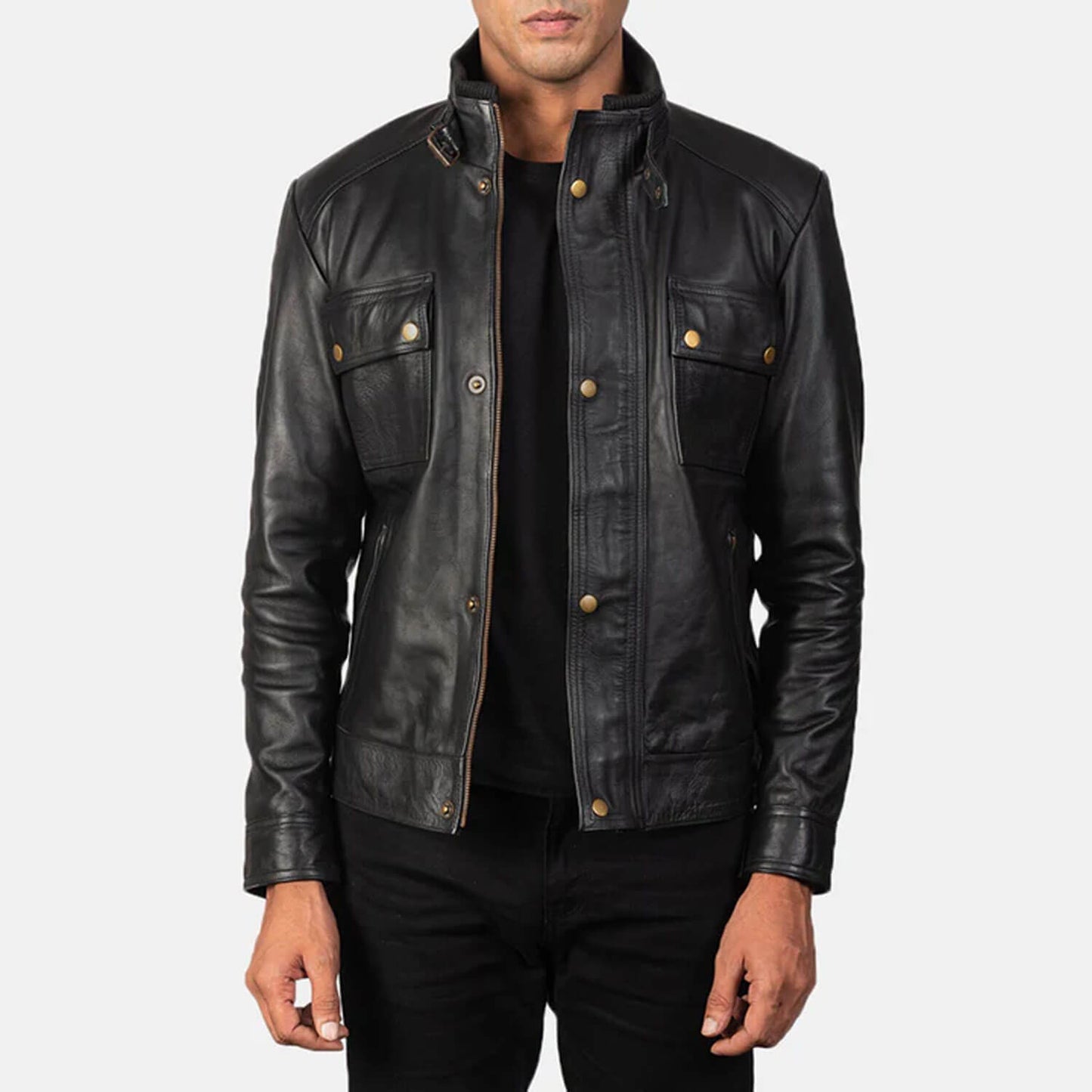 SteelVanguard Leather Biker Jacket – Midnight Rider Edition