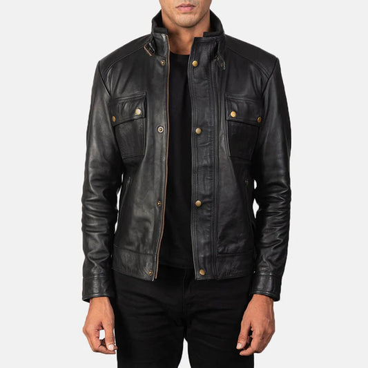 SteelVanguard Leather Biker Jacket – Midnight Rider Edition