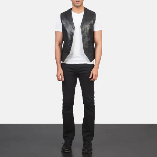 Midnight Rider Leather Vest – Black Edition