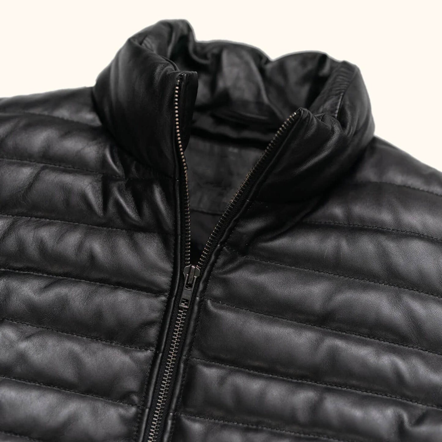 ShadowPeak Black Leather Down Jacket – Arctic Edition