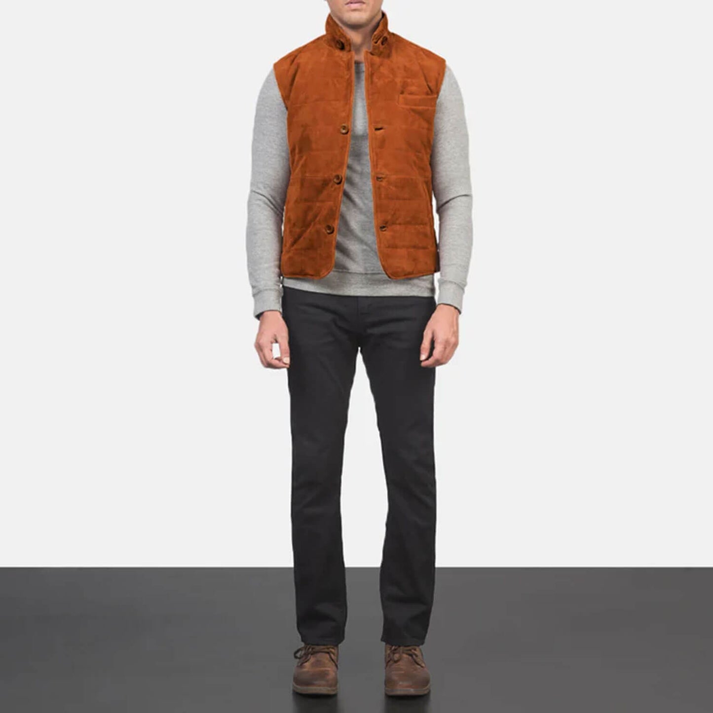 CanyonRidge Suede Leather Vest – Rustic Brown Edition