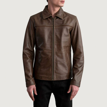 IronCrest Leather Jacket – Pull-Up Brown Edition