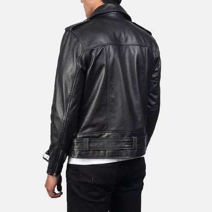 ShadowVale Leather Biker Jacket – Midnight Black Edition