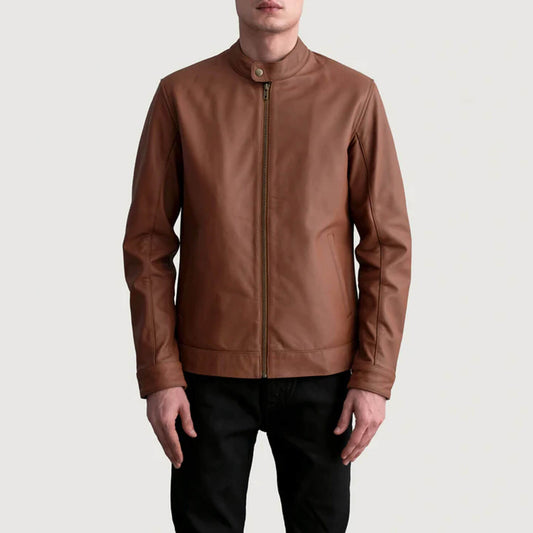 CanyonForge Leather Biker Jacket – Matte Brown Edition
