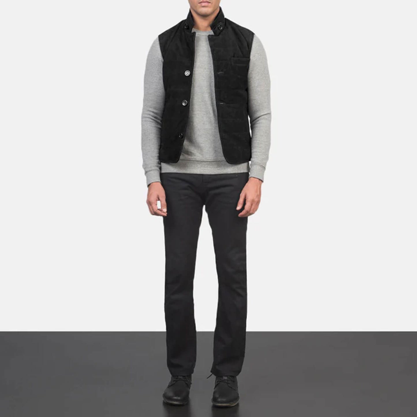 ShadowCreek Suede Leather Vest – Midnight Black Edition