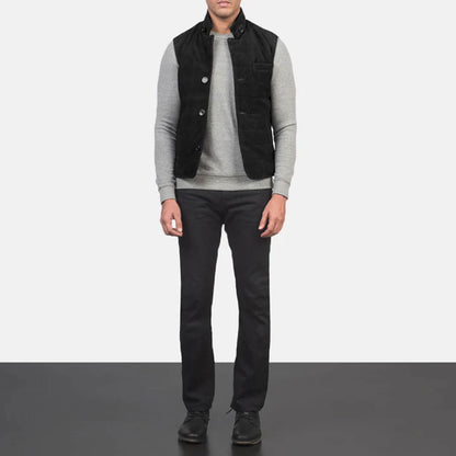 ShadowCreek Suede Leather Vest – Midnight Black Edition