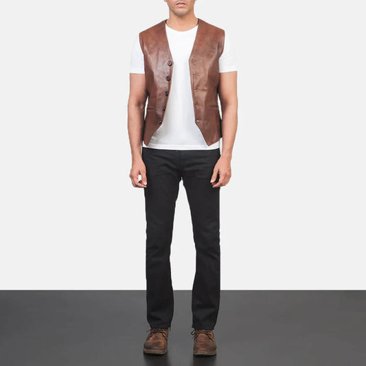 Ironwood Heritage Leather Vest – Earth Brown Edition