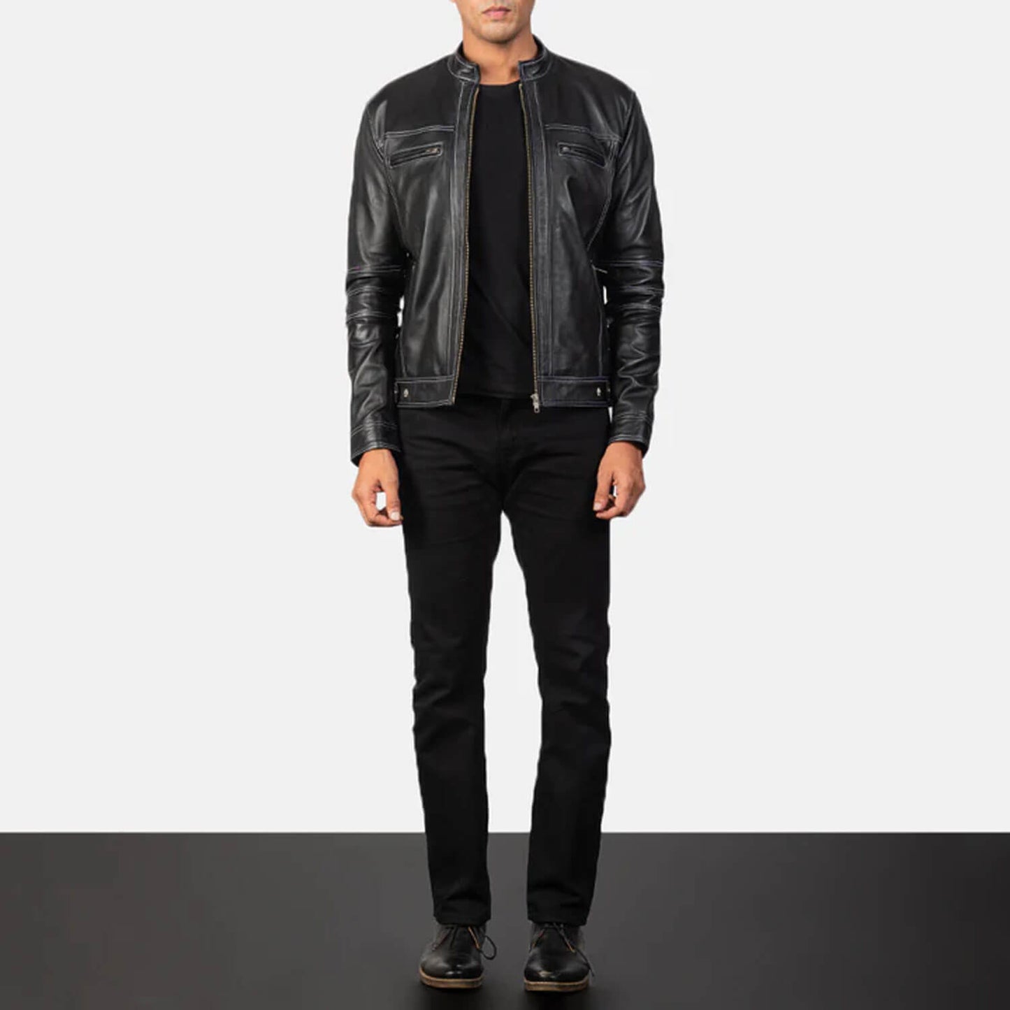 RebelEdge Leather Biker Jacket – Jet Black Edition
