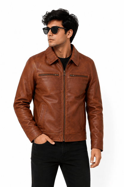 IronHeritage Brown Leather Jacket – Vintage Legacy Edition