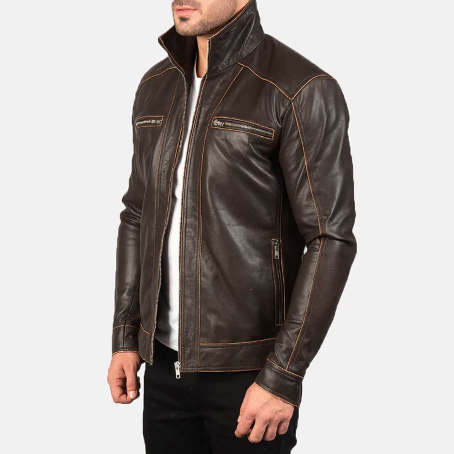 IronTrail Heritage Leather Jacket – Rustic Brown Edition