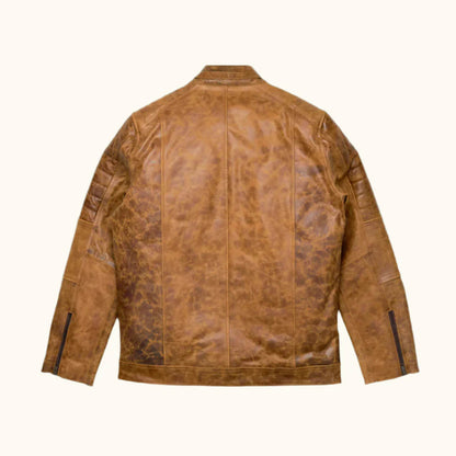 IronTrail Brown Cafe Racer Leather Jacket