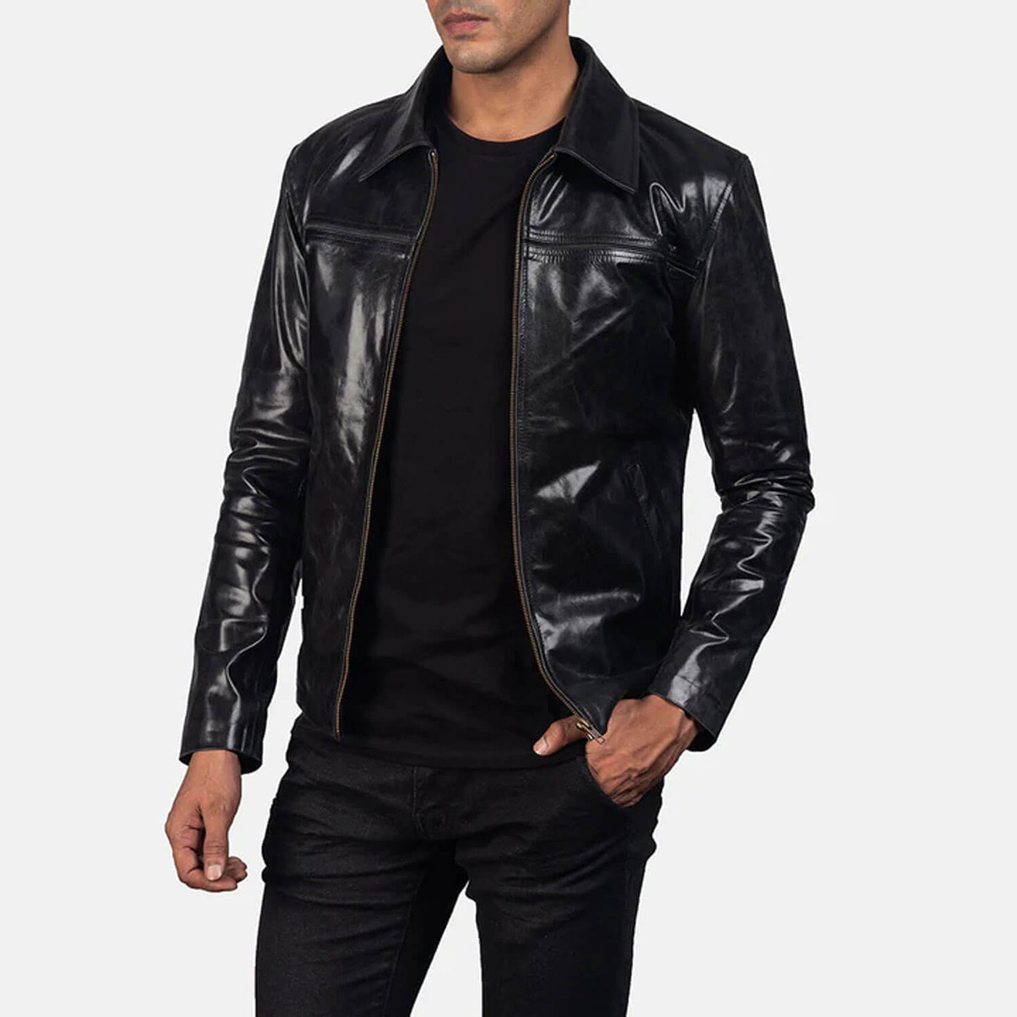 PhantomRider Leather Jacket – Midnight Black Edition