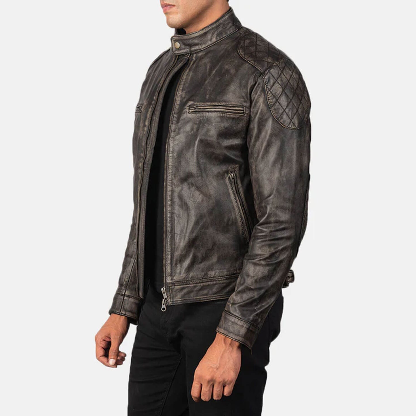 RustHaven Leather Biker Jacket – Distressed Brown Edition