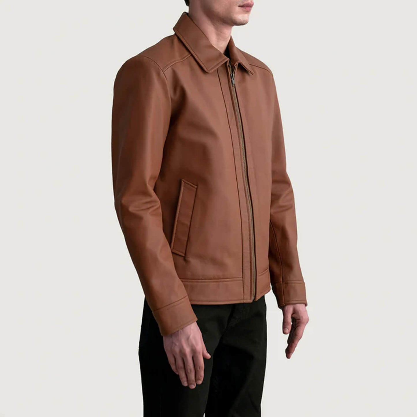 EmberTrail Leather Jacket – Matte Brown Edition