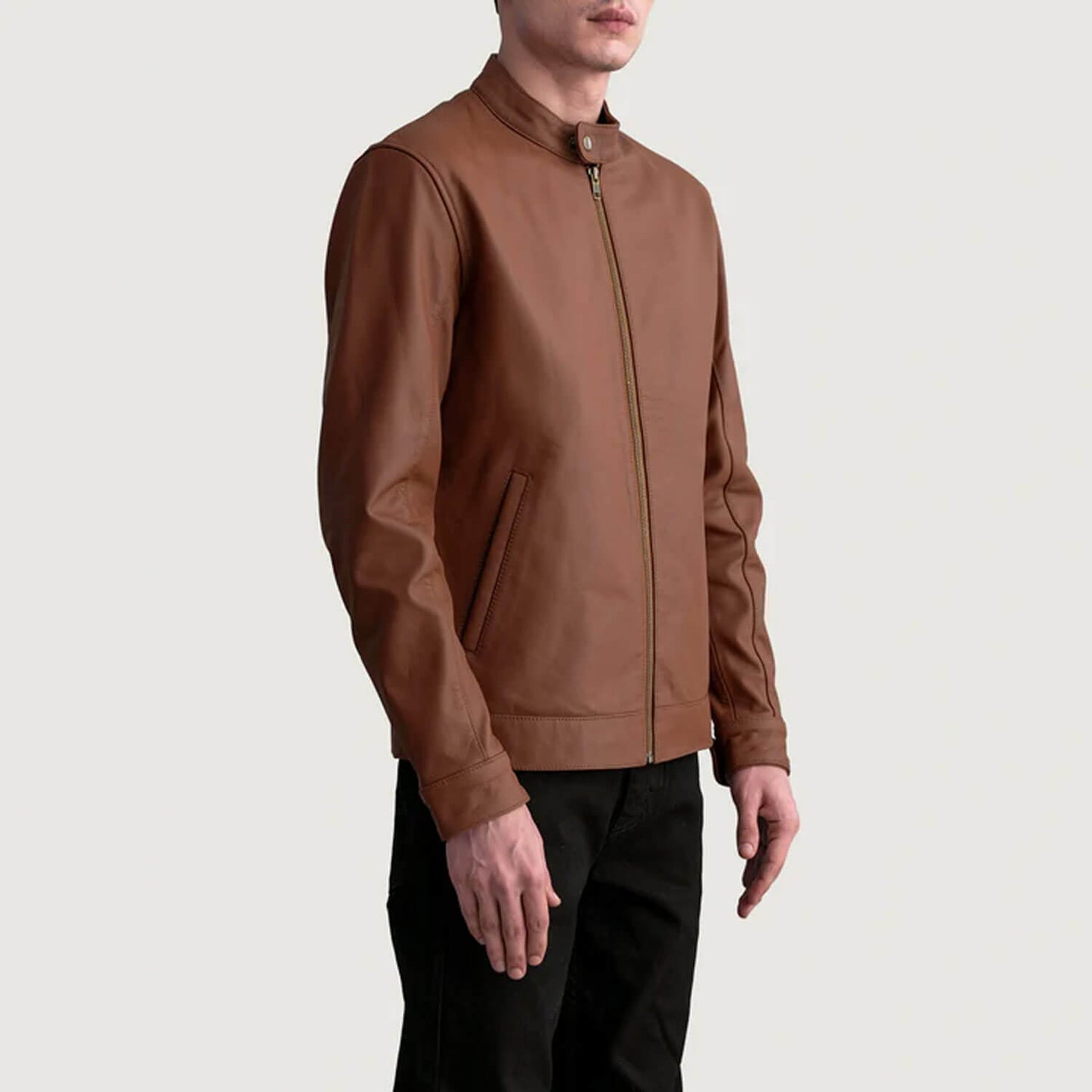 CanyonForge Leather Biker Jacket – Matte Brown Edition