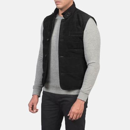 ShadowCreek Suede Leather Vest – Midnight Black Edition