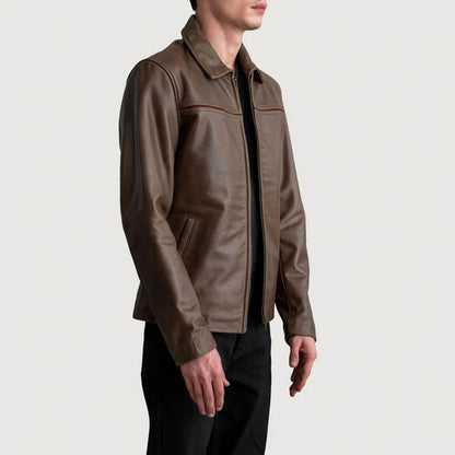 IronCrest Leather Jacket – Pull-Up Brown Edition