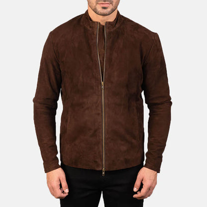 DesertForge Suede Biker Jacket – Mocha Charcoal Edition