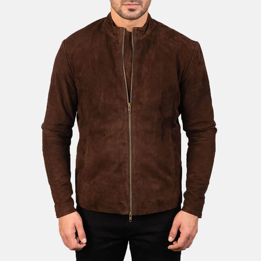 DesertForge Suede Biker Jacket – Mocha Charcoal Edition