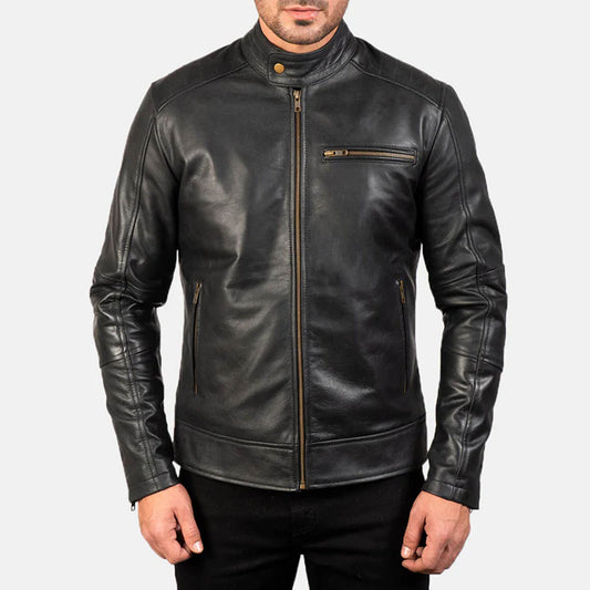 SteelRogue Leather Biker Jacket – Midnight Black Edition