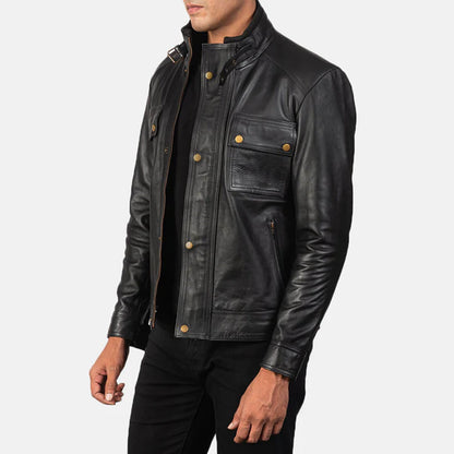 SteelVanguard Leather Biker Jacket – Midnight Rider Edition