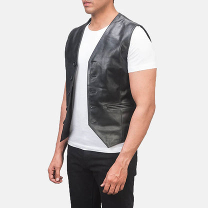 Midnight Rider Leather Vest – Black Edition