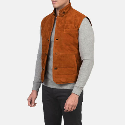 CanyonRidge Suede Leather Vest – Rustic Brown Edition