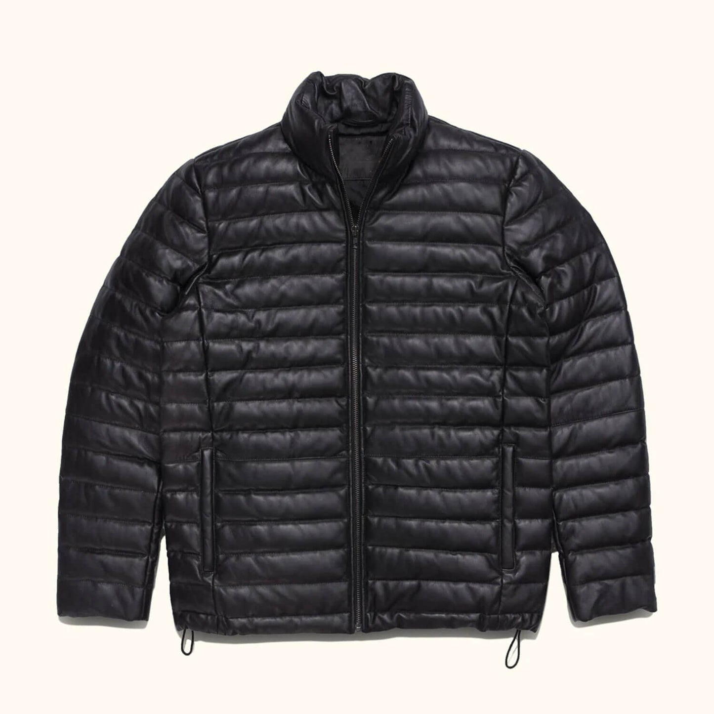 ShadowPeak Black Leather Down Jacket – Arctic Edition