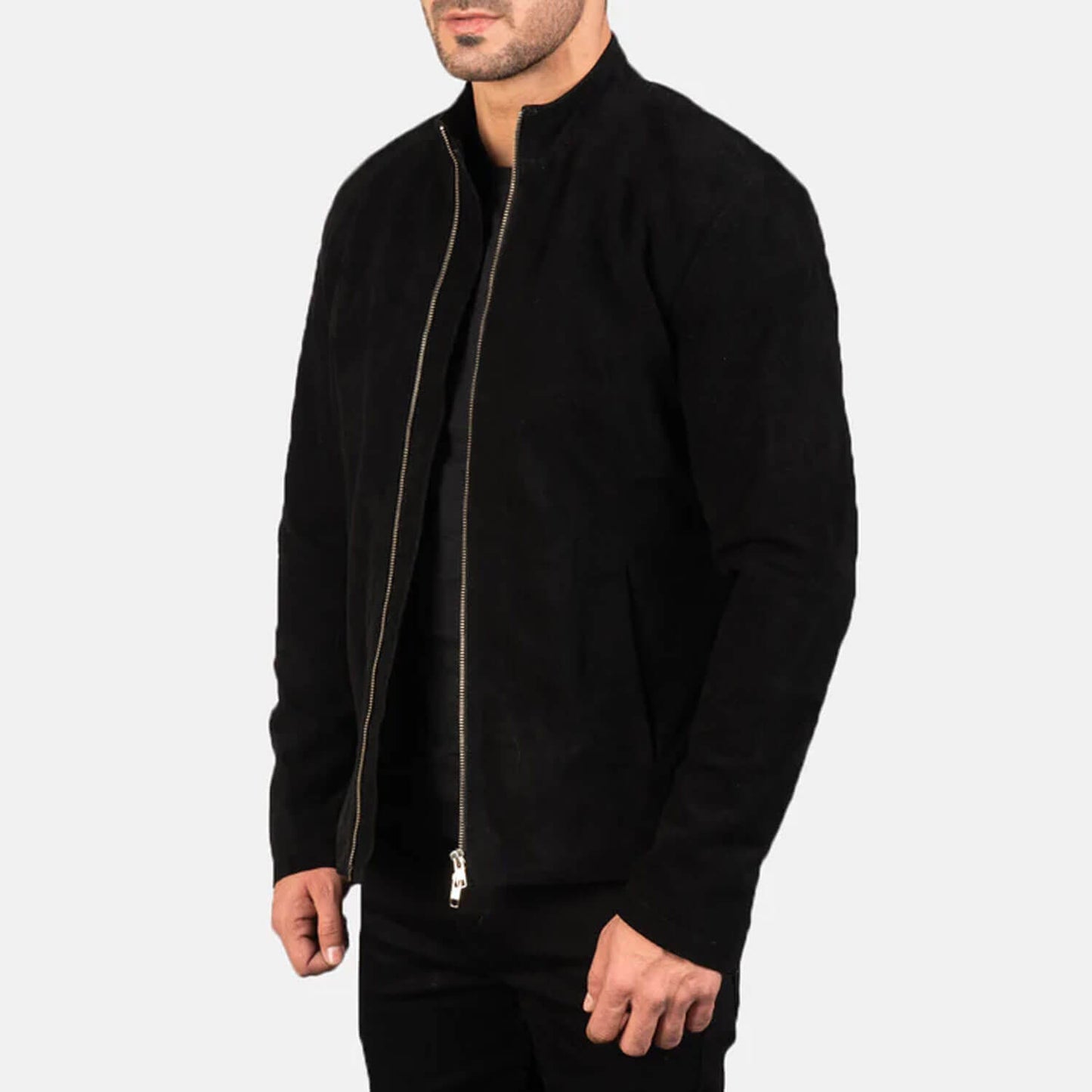RavenForge Suede Biker Jacket – Charcoal Black Edition