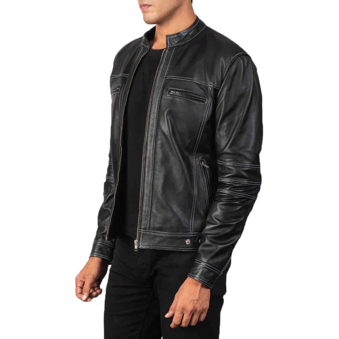 RebelEdge Leather Biker Jacket – Jet Black Edition