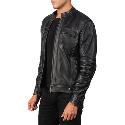 RebelEdge Leather Biker Jacket – Jet Black Edition