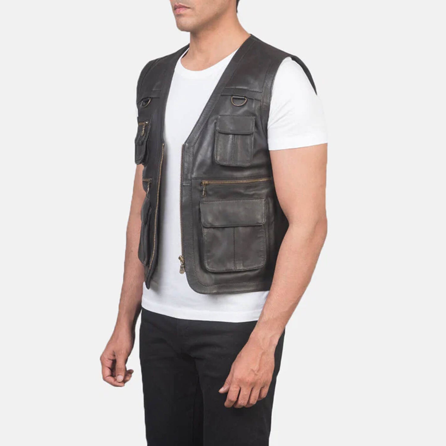 Trailhawk Vintage Leather Vest – Rustic Brown Edition