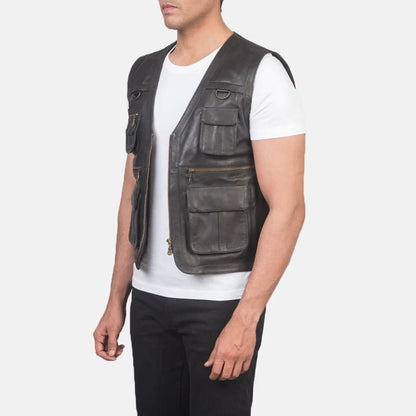 Trailhawk Vintage Leather Vest – Rustic Brown Edition