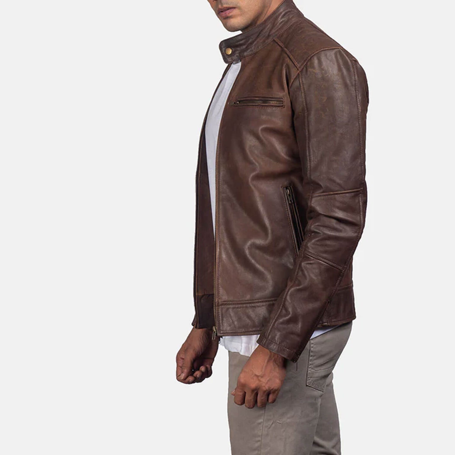 IronTrail Leather Biker Jacket – Vintage Brown Edition