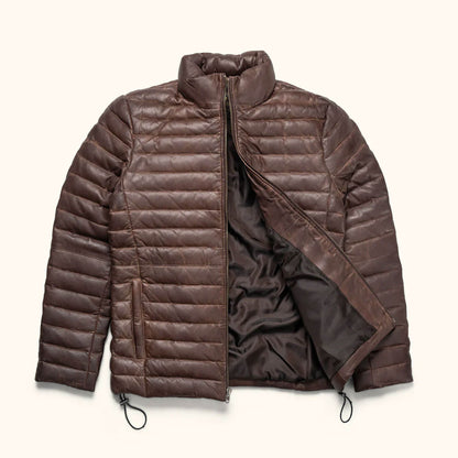 SummitHaven Chocolate Brown Leather Down Jacket – Heritage Winter Edition