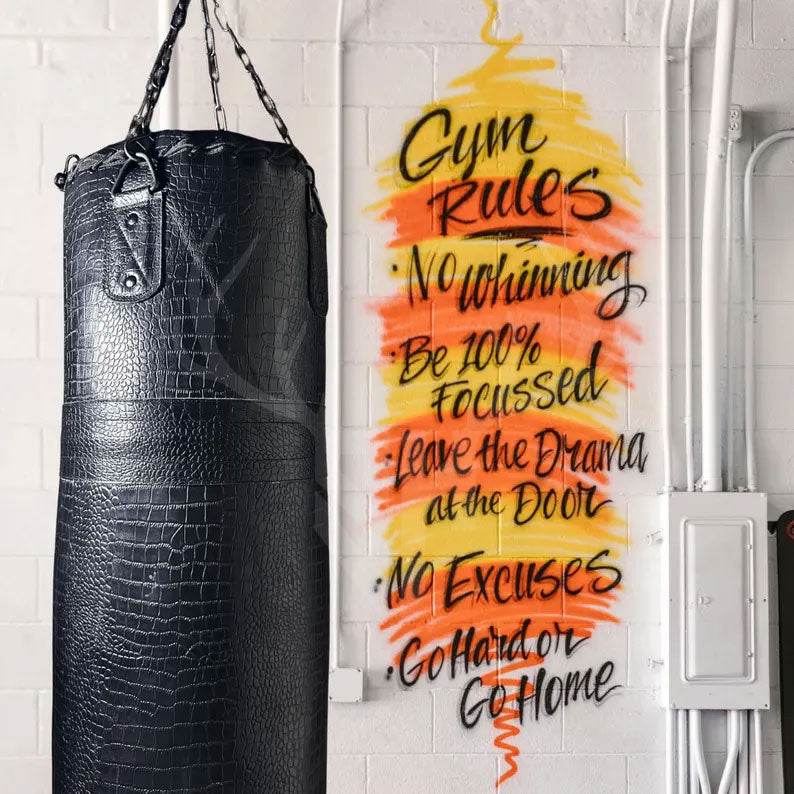 Crocodile Embossed Leather Punching Bag - Black
