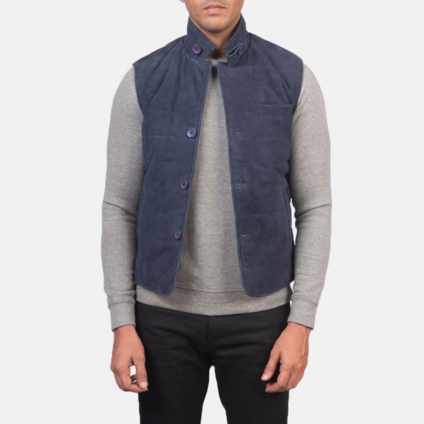 Azure Ridge Suede Leather Vest – Ocean Blue Edition