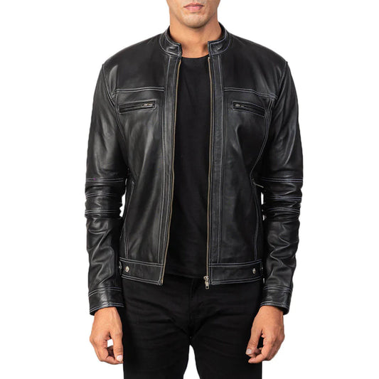 RebelEdge Leather Biker Jacket – Jet Black Edition