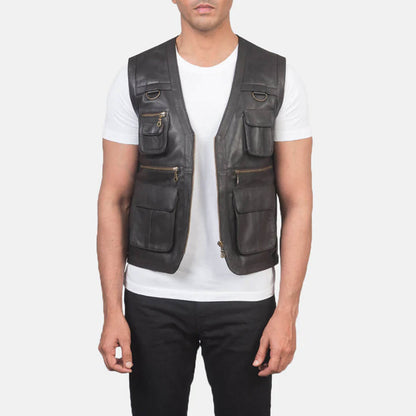 Trailhawk Vintage Leather Vest – Rustic Brown Edition