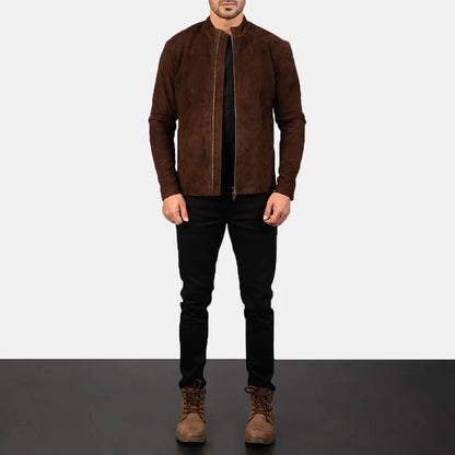 DesertForge Suede Biker Jacket – Mocha Charcoal Edition