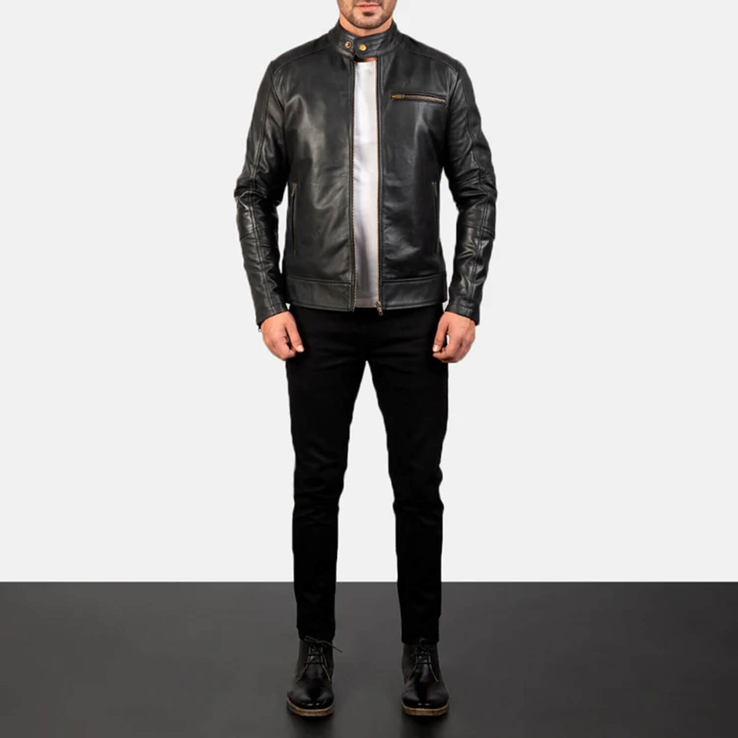 SteelRogue Leather Biker Jacket – Midnight Black Edition