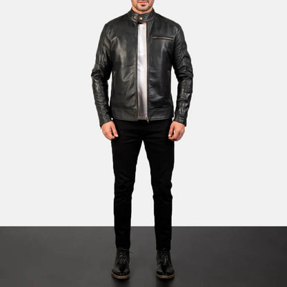 SteelRogue Leather Biker Jacket – Midnight Black Edition