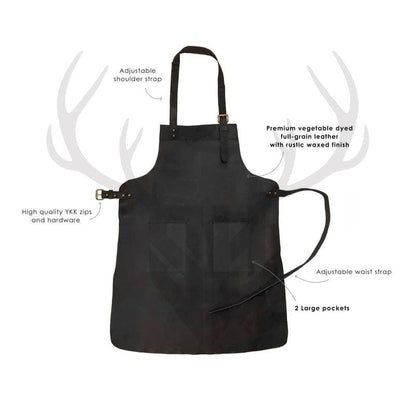 Artisan Leather Apron – Deep Black | 100% Full-Grain Leather