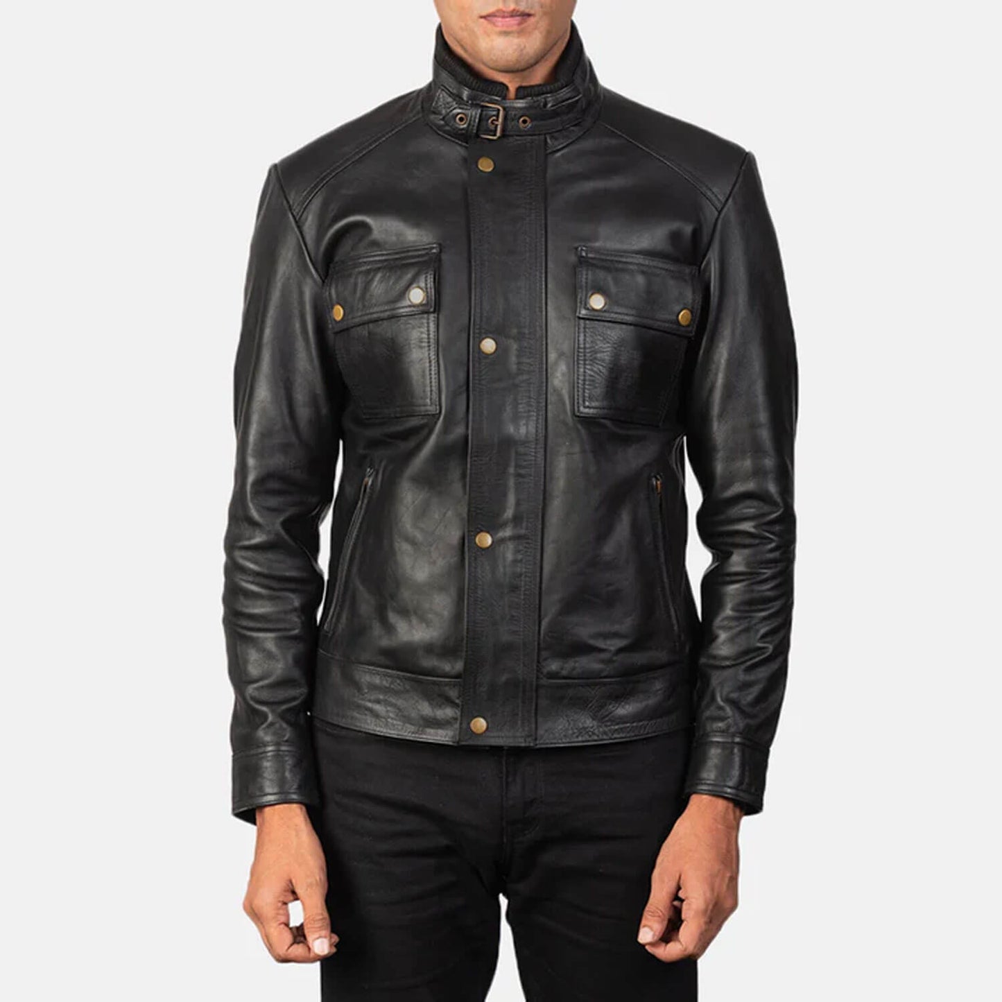 SteelVanguard Leather Biker Jacket – Midnight Rider Edition