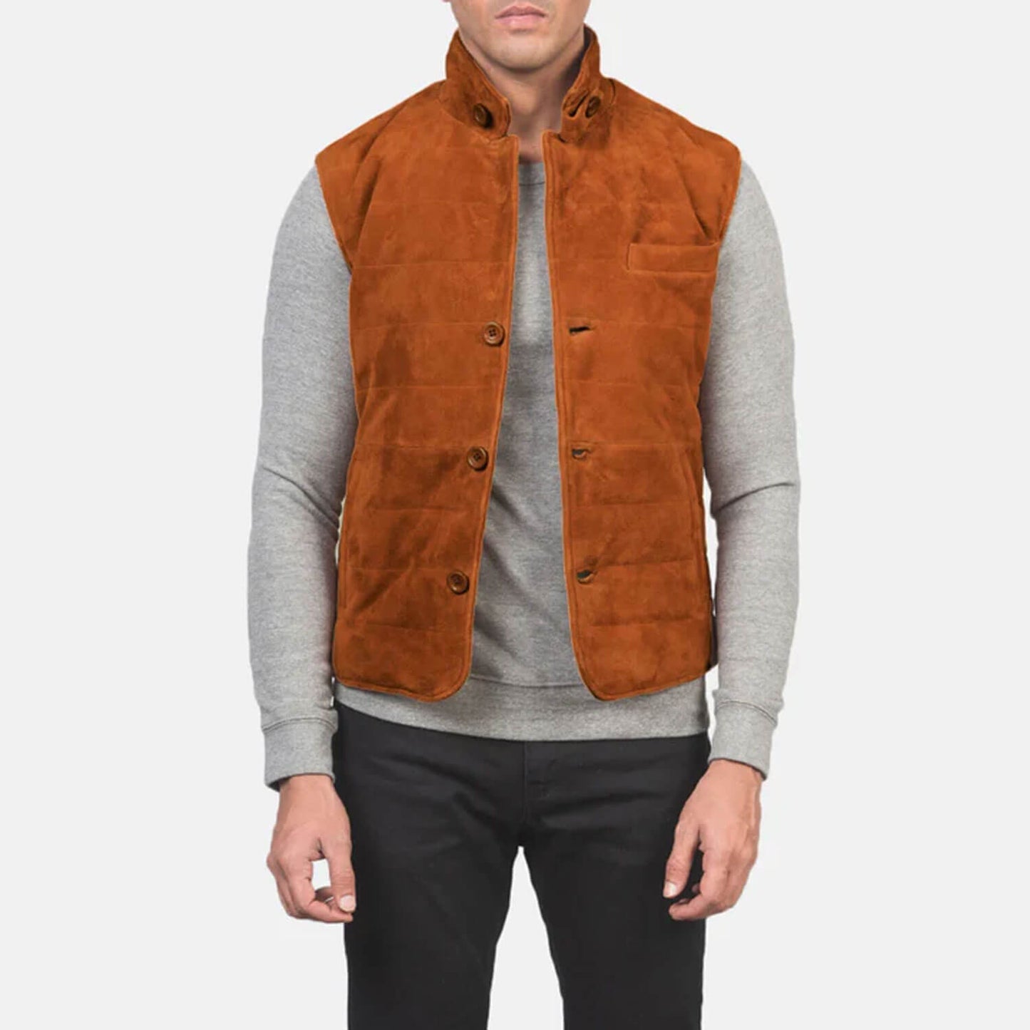 CanyonRidge Suede Leather Vest – Rustic Brown Edition