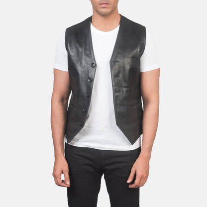 Midnight Rider Leather Vest – Black Edition