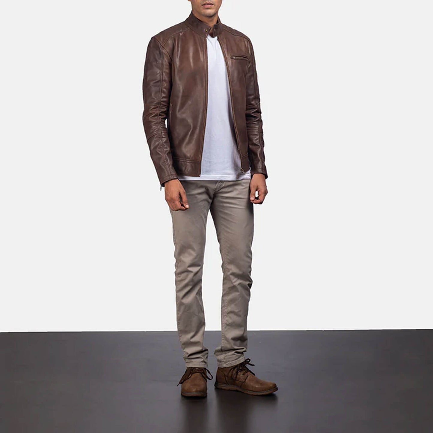 IronTrail Leather Biker Jacket – Vintage Brown Edition