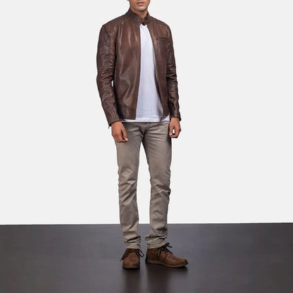 IronTrail Leather Biker Jacket – Vintage Brown Edition