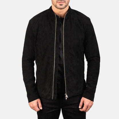 RavenForge Suede Biker Jacket – Charcoal Black Edition