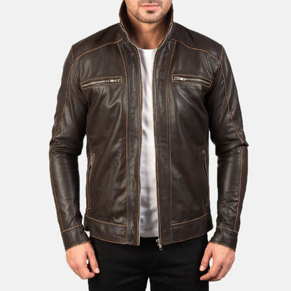 IronTrail Heritage Leather Jacket – Rustic Brown Edition